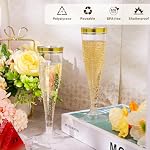 100 Boîte de flûtes de champagne en plastique4.5 oz Verres de Champagne transparents à la jante d'or, coupes de champagne jetables pour mariage Fête de douche nuptiale, fournitures de bar Mimosa
