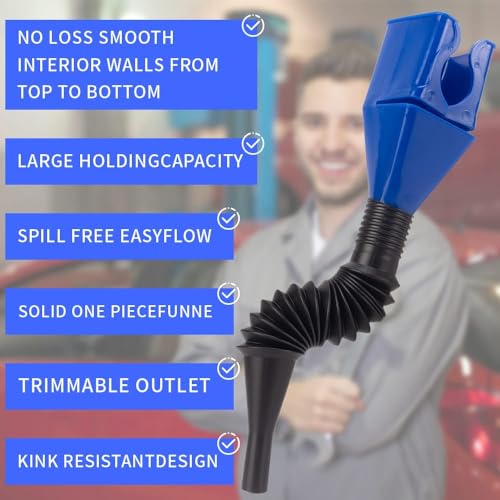 Image of Flexible Draining Tool Snap Funnel,Flexible Draining Oil Snap Plastic Funnel-Spill-Free,Universal Hand-Free-for Automotive Oil and Household Uses(Pack of 1)