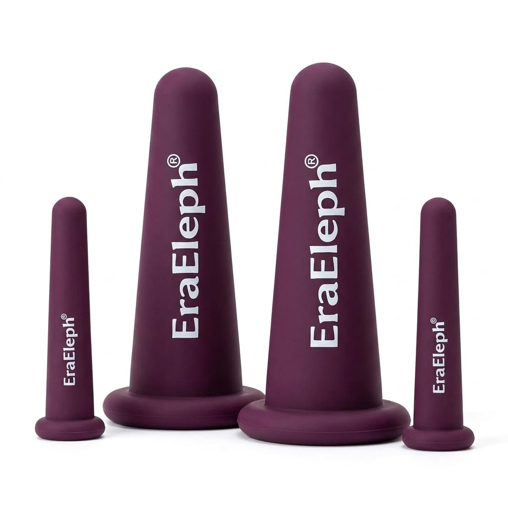Facial Cupping Set, Silicone Face Cups for Anti-Aging, Purple, 4 Pieces