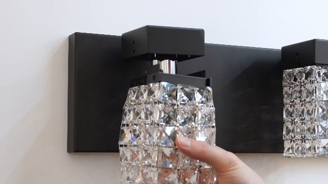 Image of Modern Crystal Bathroom Light Fixtures, 3-Light Black Vanity Lights with Clear Shades, Bathroom Lighting Fixtures Over Mirror Wall Light for Living Room, Decoration,Bedroom(Exclude Bulb)