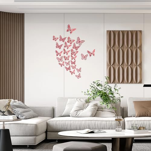 Image of SAOROPEB 3D Butterfly Wall Decor 48 Pcs Blood Red Butterfly Decorations | 4 Styles 3 Sizes, Butterfly Birthday Decorations Butterfly Party Decorations Cake Decorations, Removable Stickers