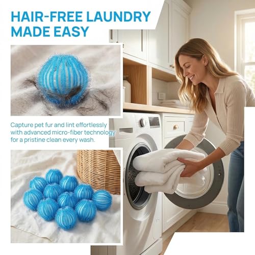 Image of Pet Hair Remover for Laundry, Washing Machine Hair Catcher, Dryer Balls for Clothing Dog Cat Pet Fur Remover (Orange+Blue) (12, Blue)