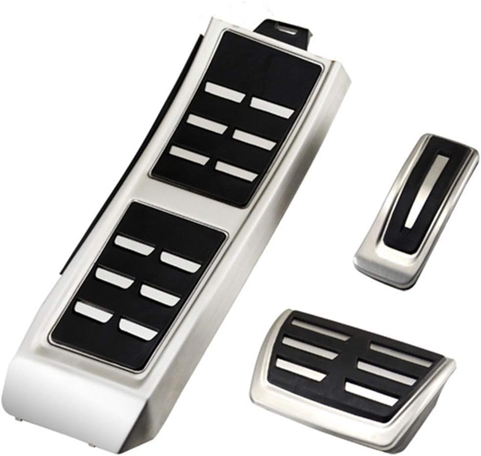 for Audi A4 S4 A5 A6 Q5 S5 2012-2014 Stainless Steel Accelerator No Drill Non-Slip Performance Car Rest Pedal Brake and Gas Pedal Covers Accessories Replacement Pedal Stainless Steel Pedals Set 3Pcs
