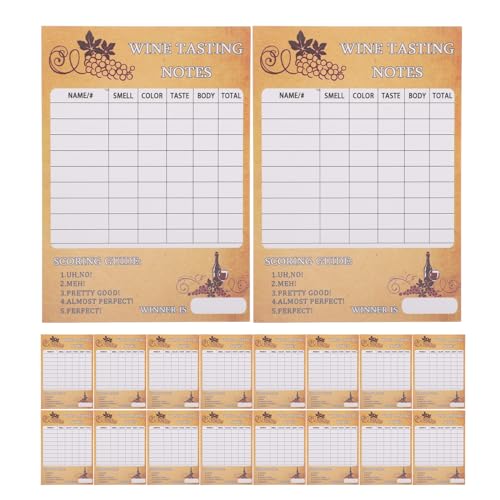 LABRIMP 30pcs Wine Rating Card Wine Tasting Template Wine Tasting Flavor Notes Cards for Blind Tasting Party Game Wine Memo Score Assessment