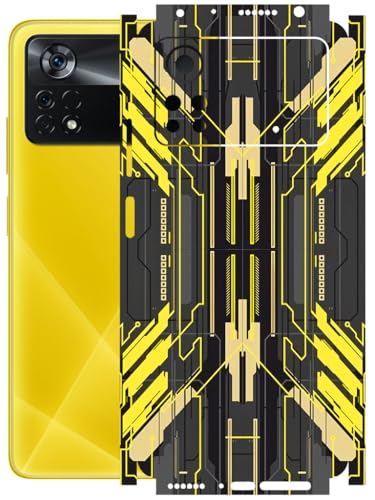 Image of AtOdds - Full Body Back Screen Guard Protector Film - Lamination Wrap Skin Sticker Compatible with Poco X4 PRO (5G) | Scratchproof Matte Finish (Cyber Yellow)
