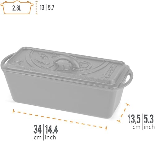 Miniatura 9 de Petromax Molde para pan con tapa, sartén grande de hierro fundido con asas para fogata o cocina doméstica, pre-sazonada, también puede utilizar la