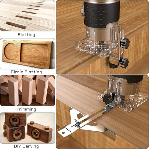 Palm Router Tool, 800W 30000Rpm Electric Woodworking Hand Router with Trimmer Base & 15Pcs 1/4"(6.35mm) Router Bits Set, 220V Wood Trimmer Router - Image 7