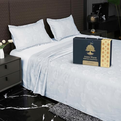 Image of Story@Home Long Staple Premium Cotton Compact Yarn Feel Glace Cotton Flatsheet Floral Printed King Size Double Bed Bedsheet with 2 Pillow Cover (108 inchx108 inch, Mauve) 500TC