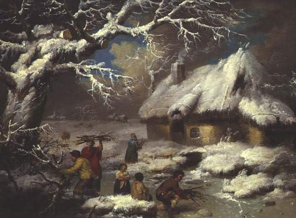 Affiches et gravures paysage d'hiver peinture sur toile décoration salon