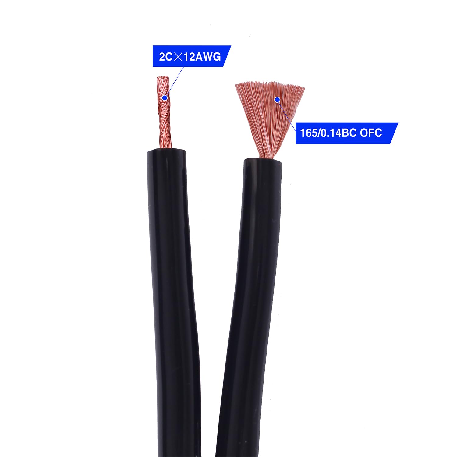 Cavo per altoparlanti audio intrecciato di alta qualità, 12 AWG, con connettori a banana placcati in oro 24 K (35 piedi), 2 conduttori, 99,99% rame OFC privo di ossigeno, nero 10,7 m