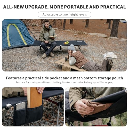 Image of Naturehike ArmyWild Folding Camping Cot, Height Adjustable Ultralight Backpacking Cot, Portable Camping Bed for Camping Hiking Travel Home