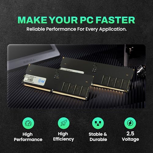 Image of EVMT 32GB DDR5 5600MHz Desktop RAM - High-Performance Memory Module, CL19, 288-Pin, 1.1V,-10-Years Warranty(EVMT32G5600U88P)