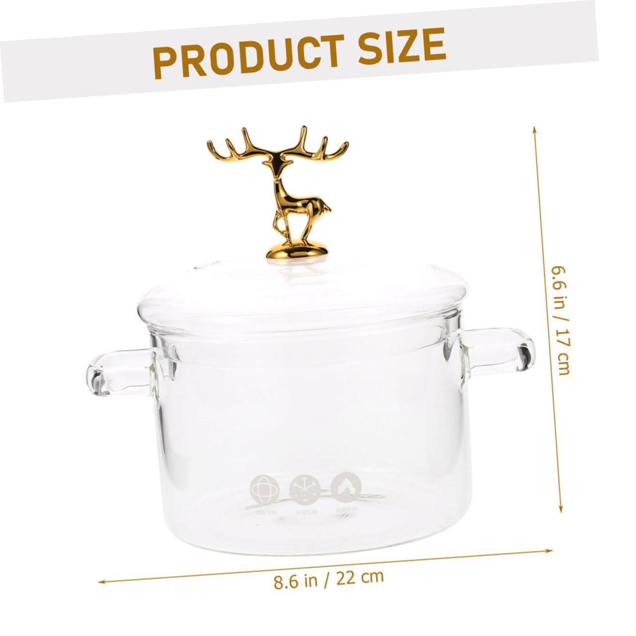 Hitzebeständiger Glas Instantnudeltopf 1900ml mit Elch Stil Deckel Transparent und Kältebeständig zum Kochen von Nudeln und Suppen im Haushalt