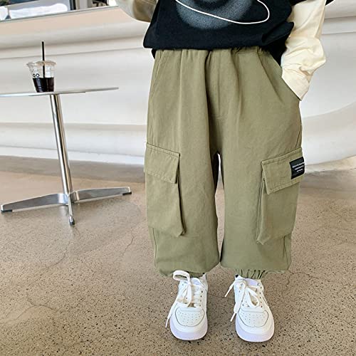 Kids Toddler Boys Solid Color Pants Hip Hop Pants Elastic Waist Casual Loose Pants with Pockets (AG, 7-8 Years)2