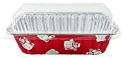 2 Lb. Red Holiday Christmas Snowman Aluminum Foil Standard Loaf/Bread Baking Pans With Clear Dome Lids (Pack Of 6 Sets) #TOP3