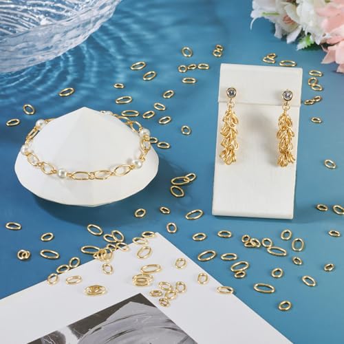 Anillos de acero inoxidable con chapado en oro de 18k, conectores ovalados para joyería de lujo 3