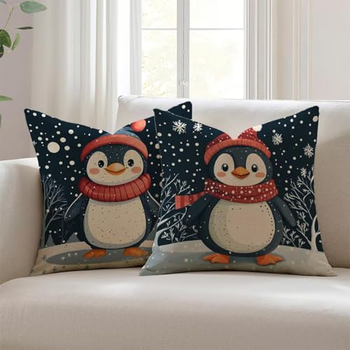 Housses de coussin lin déperlant imperméables animaux 2 pièces - 2