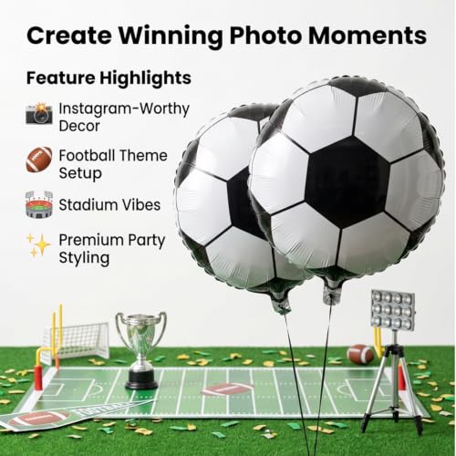 Image of Atpata Funky Football Theme Foil Balloons - 18 Inch Round Football Shape Foil Balloons for Kids Sports Themed Birthday Party Decor and Goal theme Celebrations (2pcs. Football)