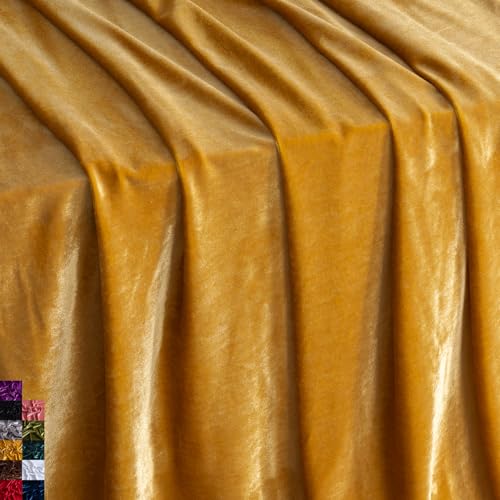 CNSUPMK | Stretch Velvet Fabric by The Yard | 63" Wide | Soft & Luxury | Crushed Velvet Fabric | 93% Polyester 7% Spandex | Sewing, Apparel, Upholstery, Curtains, Decoration (Gold, 1 Yard)