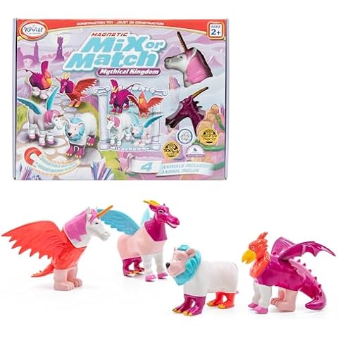 POPULAR PLAYTHINGS Magnetic Mix or Match Pastel Mythical Kingdom Toy Play Set, 15 Pieces Cover