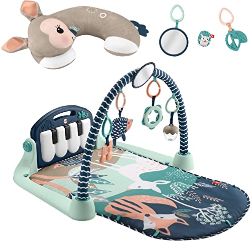Fisher-Price Tummy Time Fawn Wedge + Baby Gym Newborn Playmat wit...