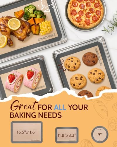 Silicone Baking Mat - Sopito Platinum Silicone Baking Sheet Liner- Non-Stick, Food Safe, Reusable, 5Pcs Set for Half Sheet Size Tray & Quarter Size Tray and 9'' Pizza pan, Grey - Thumbnail 3