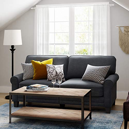 Serta Copenhagen 73" Sofa - Pillowed Back Cushions And Rounded Arms, Durable Modern Upholstered Fabric - Charcoal #TOP1