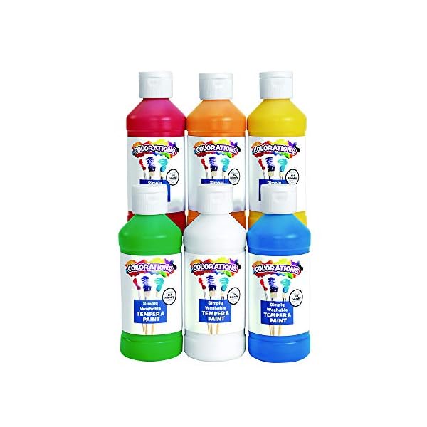 Colorations Simply Washable Tempera Paints, 8 fl oz, Set of 6 Colors