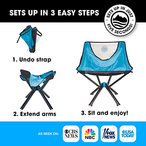 Cliq Portable Chair Camping Chairs - A Small Collapsible Portable Chair That Goes Every Where Outdoors. Compact Folding Chair For Adults That Sets Up In 5 Seconds | Camping Chair Supports 300 Lbs #TOP1