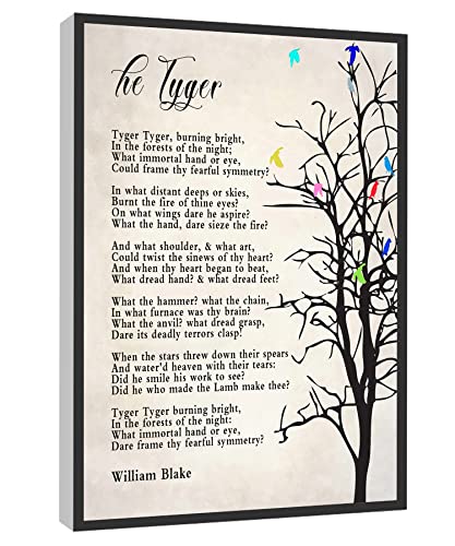RCVTVPV The Tyger William Blake Love Poem Wall Art Love Poem Poster Minimalist Modern Canvas Wall Art For Home Office Framed Ready to Hang 8"x12"