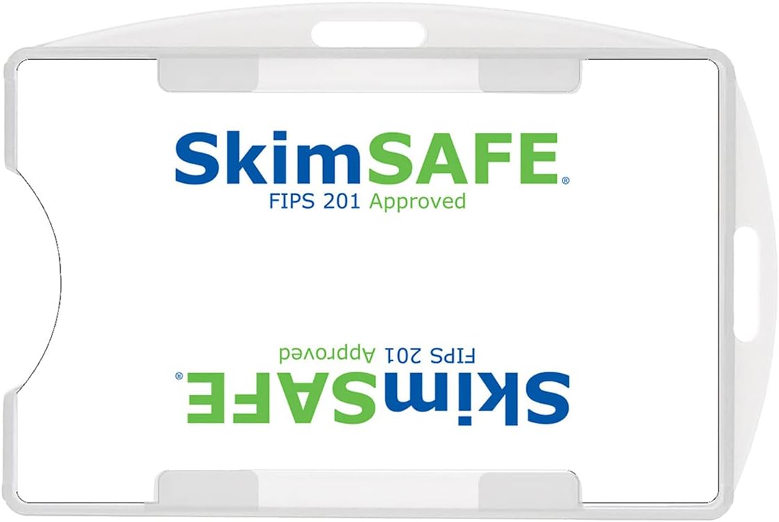 Bulk 50 Pack - RFID Blocking ID Badge Holder (Holds 2 Cards) - SkimSAFE- Dual Sided Shield Blocks 13.56MHz Radio Signal - Specialist ID (Frosted Clear)
