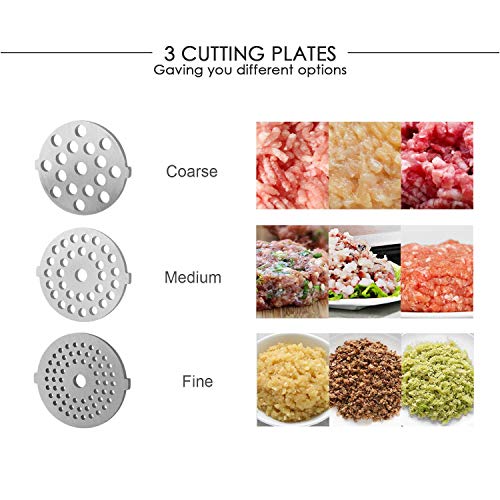 Edelstahl-Fleischwolf Elektrische Fleischwolf Wurstfüller mit 3 Schleifplatten, Klinge und Kubbe-Befestigung ETL… – Bild 3