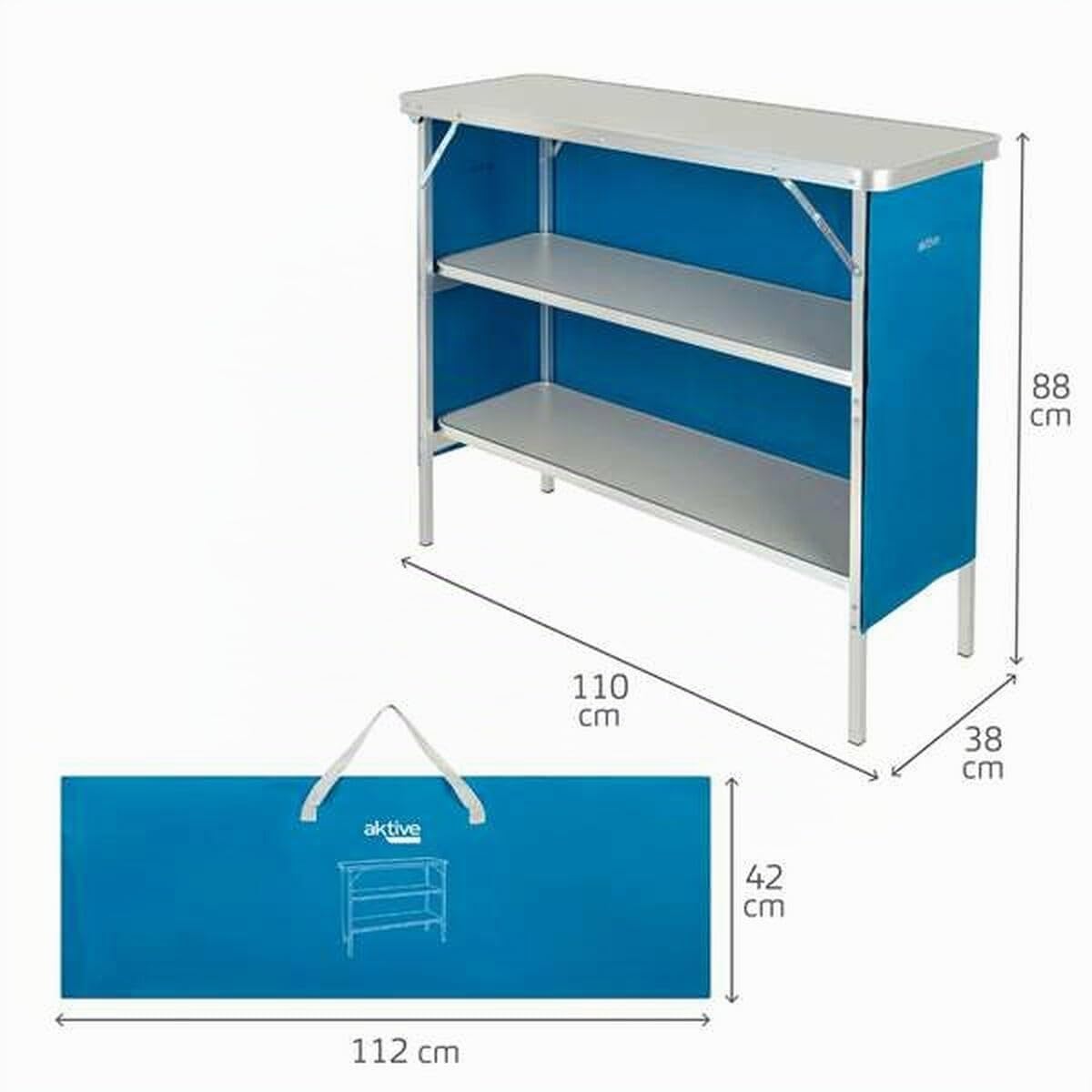 AKTIVE Armoire de Camping en Tissu, Structure Pliable et Amovible, avec Sac de Transport, Dimensions 110x38x88 cm, Meubles auxiliaires de Cuisine d'extérieur, Armoires, Rangements d'extérieur (63090)