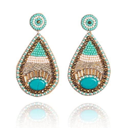 Zavana Pendientes largos para mujer, aretes colgantes de lágrima para mujer, aretes bohemios elegantes, hechos a mano, joyería bohemia para mujer, Latón Cover