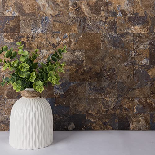 Art3D 10-Sheet Peel And Stick Backsplash Pvc Wall Tile, Stickon Tile For Kitchen Backplash, Bathroom Vanities, Fireplace Decor, Laundry Table, Stair Decals In Rust Slate, Plastic-Sheets #TOP2