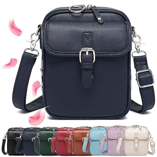 Crossbody Leather Bag, Crossbody Leather Bag for women, with Built in Wallet,Double-Layer Large Vintage Anti-Theft bag