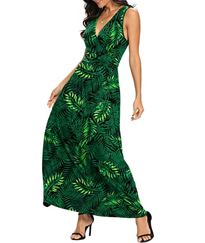 Image of LILBETTER Women Sleeveless Deep V Neck Loose Plain Long Maxi Casual Dress