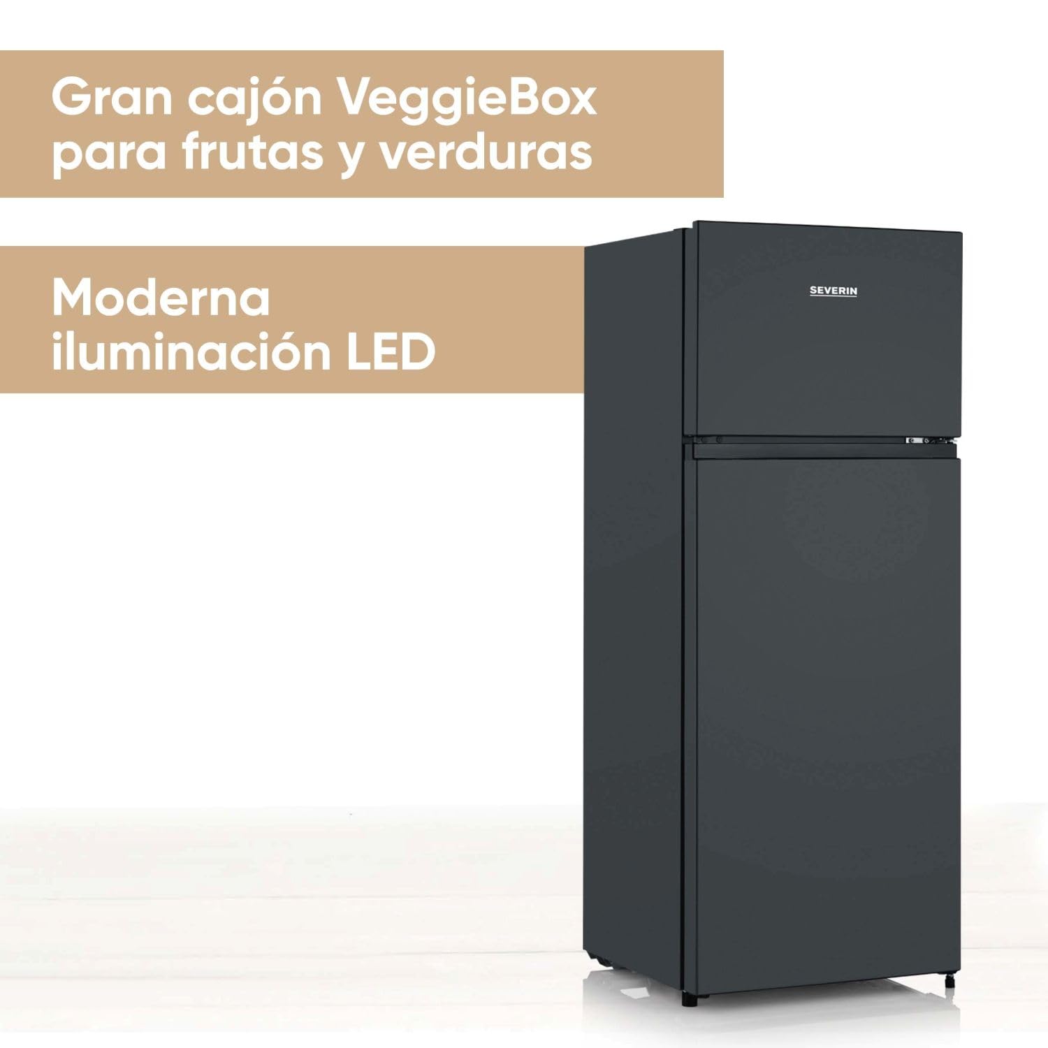 SEVERIN DT 8762 - Frigorífico de doble puerta (164 L/41 L, color negro)
