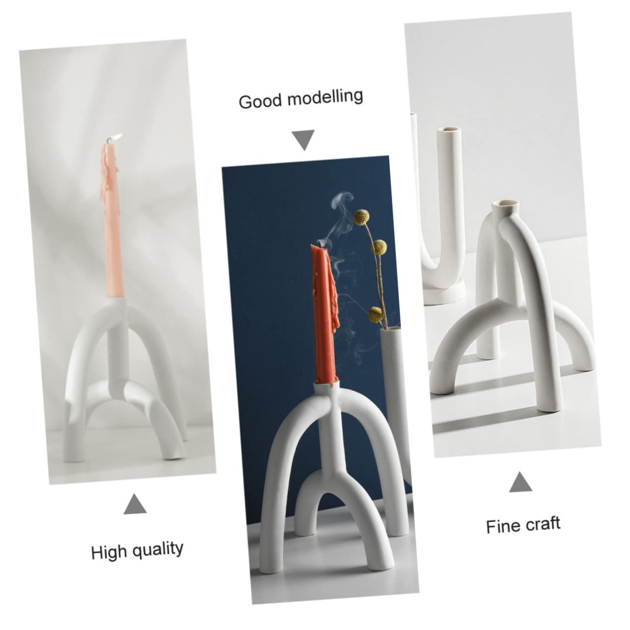 Ciieeo Candelabro y Uso Duradero Blanco Diseño Simple de Cerámica para Adorno del Hogar en Festivales y Bodas