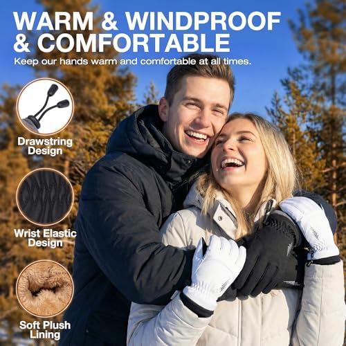 SIMARI Winter Waterproof Warm Gloves Women Men with Touchscreen Fingers, Ski Snow Windproof for Cold Weather Thermal, for Running Hiking Driving Cycling Outdoor Sports Daily Work