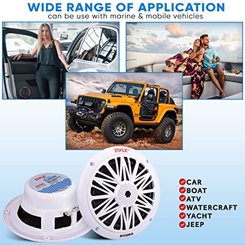 Pyle 200 Watt Marine Speaker System - Weather Resistant Dual 2 Way 6.5 Inch Outdoor Stereo Audio Sound Speakers W/ 85Hz-6Khz Frequency Response, Heavy Duty 8Oz Magnet Structure Plmr6Kw, White #TOP4