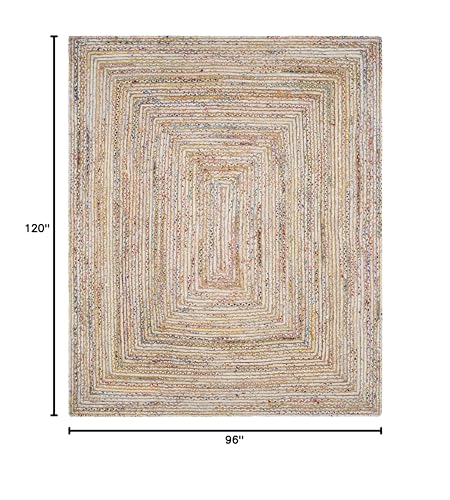 8x10 Handmade Jute & Cotton Area Rug – Boho Style - Image 3