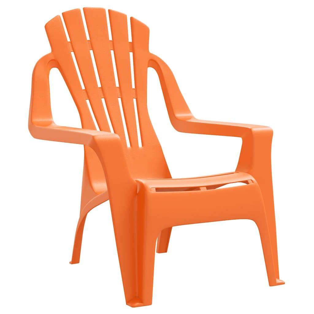 Kinder-Gartenstühle 2 STK Orange aus Polypropylen mit Holzoptik 37x34x44 cm, wetterfest mit Rückenlehne und Armlehne für Balkon Terrasse Outdoor zum Relaxen und Spielen