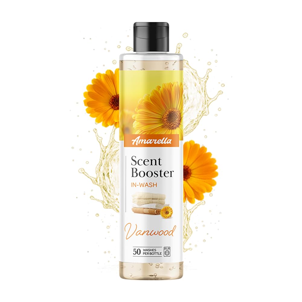 AMARELLA Wäscheparfum Set 4×250 ml - Vanwood, Duftkonzentrat für Textilien, intensiver Wäscheduft, über 50 Wäschen je Flasche, lang anhaltende Frische