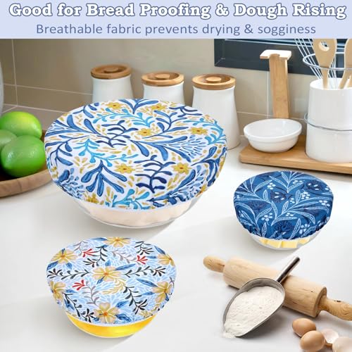5Pcs Reusable Beeswax Elastic Bowl Covers for Bread Proofing and Food Cover - image 4