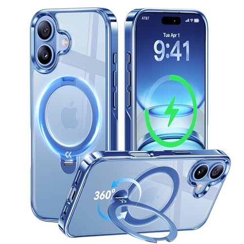 【透き通る上質感・定点360°回転】CASEKOO iPhone 17 用ケース クリア 耐黄変 横縦両立 角度自在 MagSafe対応 米軍規格保護 耐衝撃 最大25W急速充電対応 フィット感 ラップホール付き 透明 いphone17用ケース 6.3イン