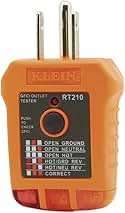 Klein Tools RT210 Outlet Tester, Receptacle Tester for GFCI / Standard North American AC Electrical Outlets, Detects Common Wiring Problems