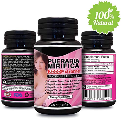 Pueraria Mirifica 3000 Extreme Pure & Natural Bust Breast Enlargement Pills Capsules