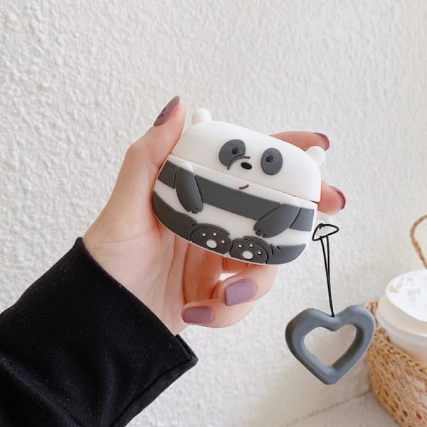 Image of Dezet Cute Soft Silicone Pouh Case for Airpods Pro GEN-2 (2022) � 3D Cartoon Animal Character Cover with Keychain Ring, Shockproof & Dustproof Protective Case for Kids & Girls (Panda)