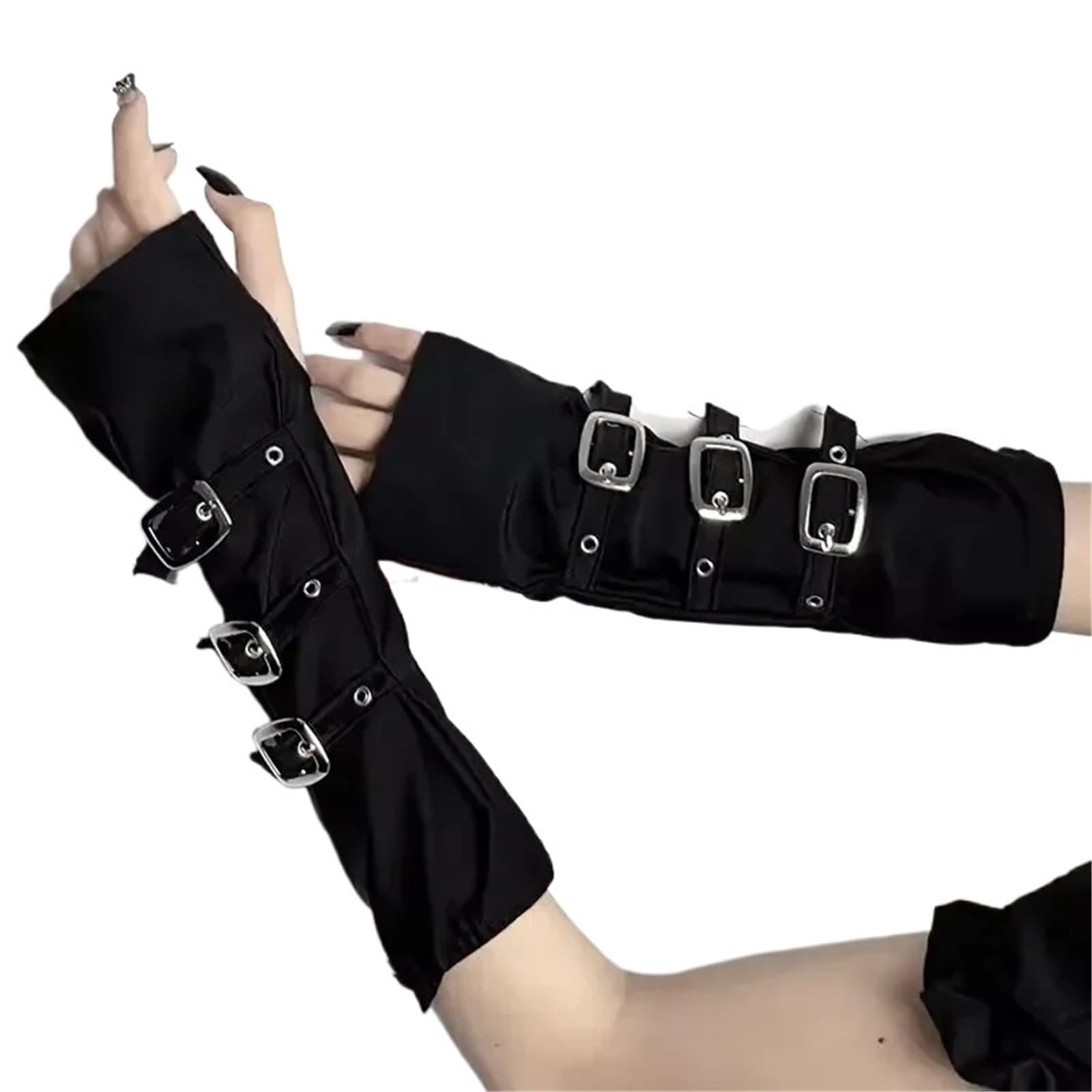 Guantes sin Dedos de Licra con Hebillas y Estilo Punk for Mujer, Estilo Lolita, for Cosplay, actuaciones en Escenario, Baile Callejero. para Mujeres para Cosplay, Fiesta, Carnaval